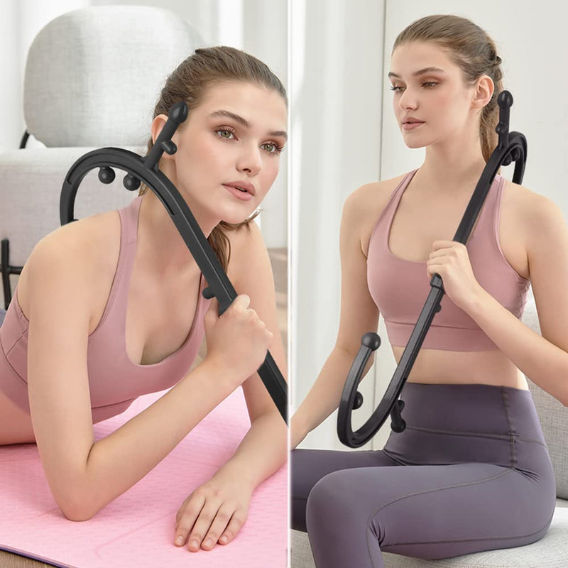 [Australia] - GOHIKING Trigger Point Massager for Neck and Back, Handheld Manual Self Massage Tool, Lower Back and Shoulder Massager, Myofascial Release - Deep Muscle Massage A1 Black 