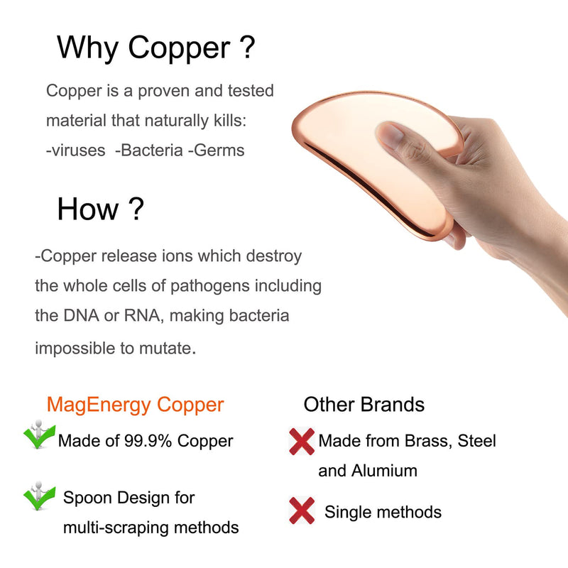 MagEnergy Gua Sha Tool Pure Copper Scraping Facial Massager Guasha Board for Neck and Face Special Gifts for Grandparents Parents Friends Style-2