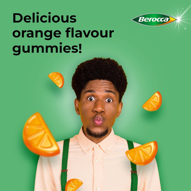 Berocca Immuno Multivitamin Gummies - Immune System Support Including Vitamin D, C, A, B-Complex (B6, B7, B12), E and Zinc - Supplement for Women, Men and Kids - 60 Gummies x 3 Pack- Orange Flavour 1 count (Pack of 180)