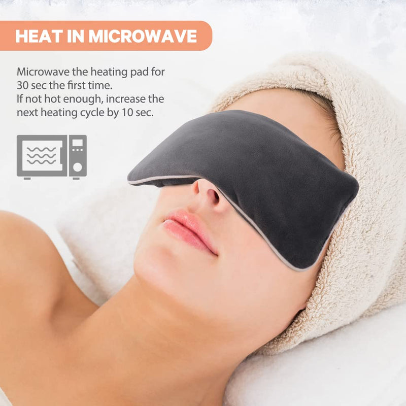 [Australia] - Comfheat Microwave Heated Eye Pillow Heat Compress, 23*9.5cm Moisturized Heat Mask with Washable Soft Cover for Relaxation, Sleep and Migraine Relief Eye Pillow Gray 