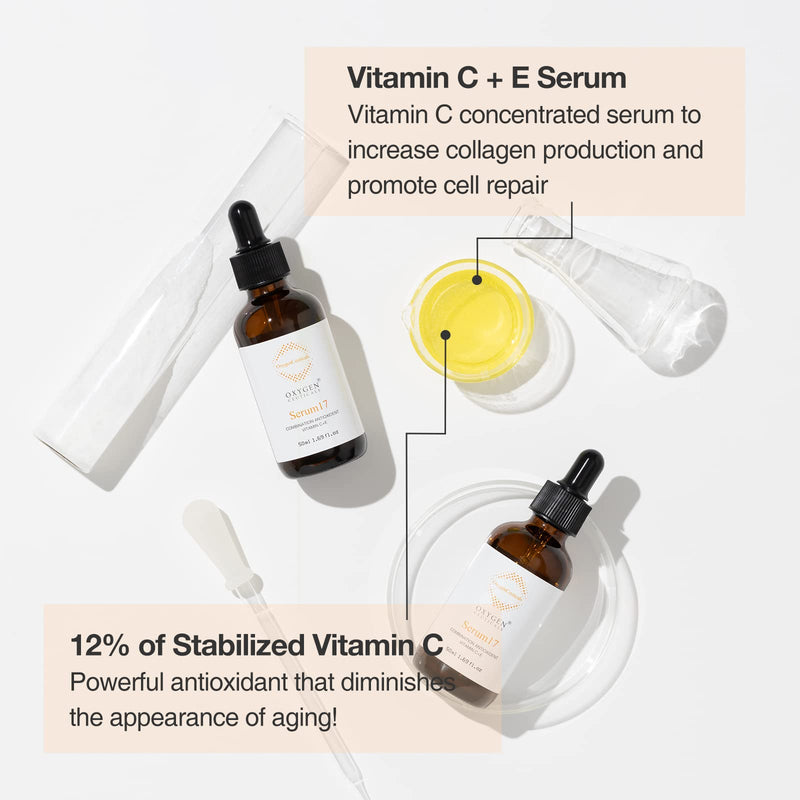 OxygenCeuticals Serum 12 – Pure Vitamin C 12% + Vitamin E Antioxidant Brightening Serum, Gentle Formula for Sensitive Skin, Improves Tone & Radiance. 1.01 fl.oz (30ml)