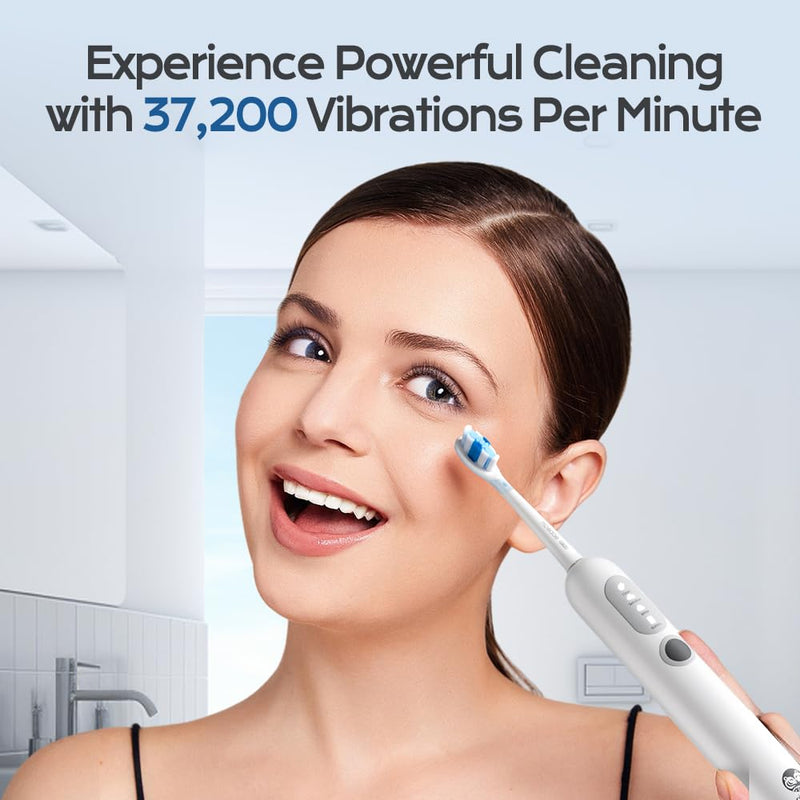 [Australia] - UltraSonic Pro Whitening Toothbrush – 37,200/Min Vibrations, 180-Day Battery, 2 Brush Heads & Travel-Friendly – Dentist-Recommended Deep Clean White 