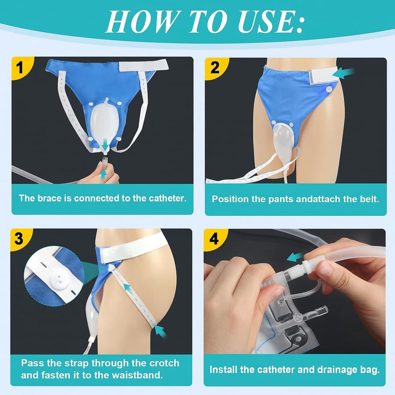 [Australia] - Urine Collection Bag, Reusable Condom Catheters with 2 Urine Catheter Bag, Portable & Comfortable Wearable Urinary Drainage (Elderly Men) Elderly Men 