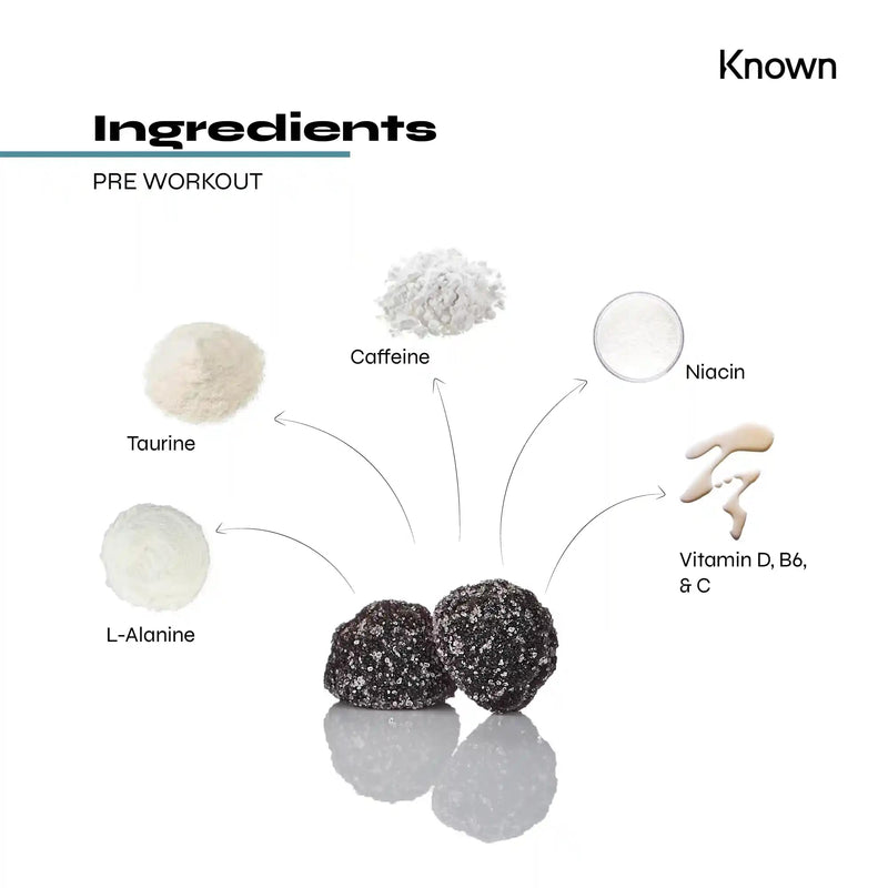 [Australia] - Known Delicious Pre-Workout Gummies – 80mg Caffeine, B Vitamins – Natural Raspberry & Yuzu Flavor – 60 Vegan Gummies, 15 Servings 