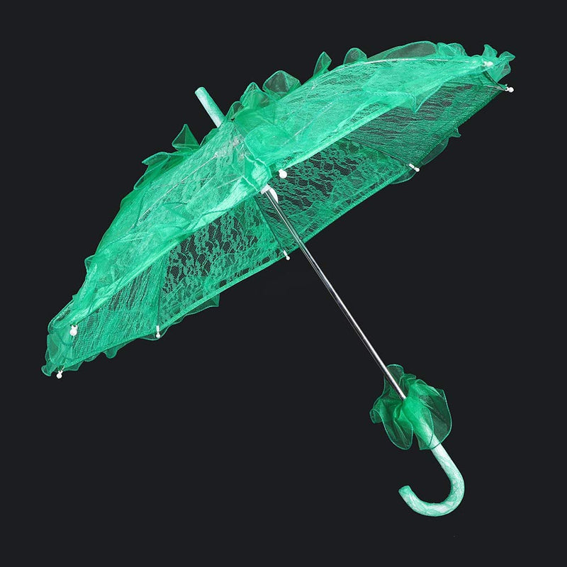 Fdit Bridal Lace Cotton Umbrella Parasol Costume for Wedding Parties Dancing Photography Prop(Green)