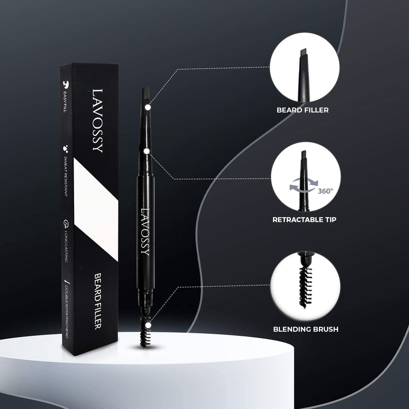 [Australia] - LAVOSSY beard filler pen, fill and define your irregular beard with the beard pen, waterproof beard pen for men, multicolored 1 piece (pack of 1) light brown 