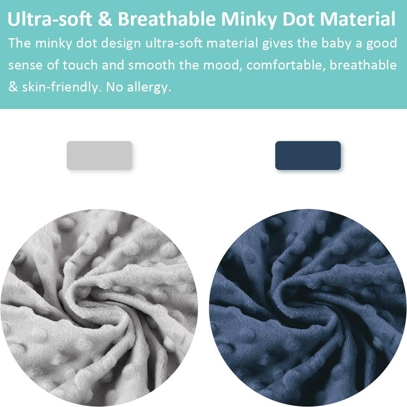 [Australia] - Minky Nursing Pillow Cover, Nursing Pillow Case Plush Breastfeeding Pillow Slipcover Fits Nursing Pillow, Ultra Soft Snug for Infant & Baby Boy Girl, Machine Washable & Breathable, 2 Pack-Grey & Navy 