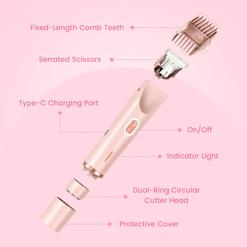 [Australia] - 2 in 1 Bikini Trimmer for Women + Makeup Bag,Dual Head Shaver for Women for Private Area Sensitive Skin,Bikini Shaver,Electric Razor for Private Area,Women's Electric Razor for Pubic Hair 