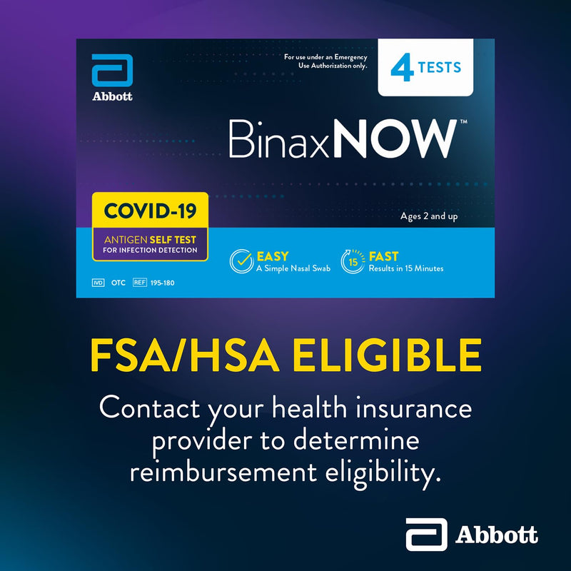 [Australia] - BinaxNOW COVID-19 Antigen Self Test, 1 Pack, 4 Tests Total, COVID Test With 15-Minute Results Without Sending to a Lab, Easy to Use at Home 4 Test Total 