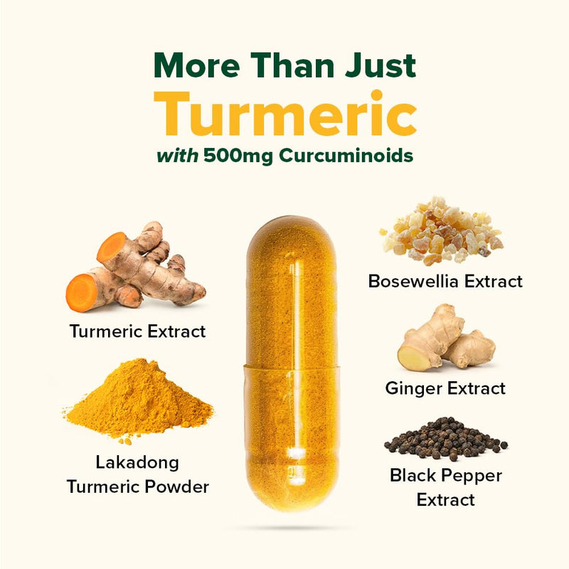 VAHDAM Turmeric Curcumin Supplement 1800mg (500mg Curcuminoids) with Boswellia & Piperine | 90 Capsules