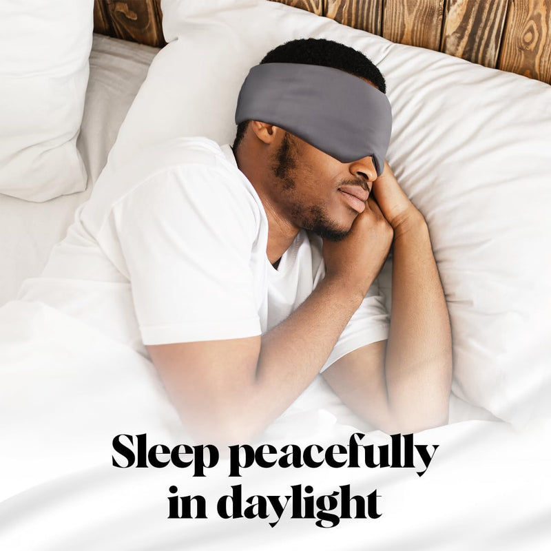 [Australia] - Kitsch Satin Sleep Mask - Eye Mask for Sleep, Softer Than Silk Satin Sleeping Mask Blindfold and Sleep Masks for Women and Men, Eye Care Travel Essentials - Charcoal Black 