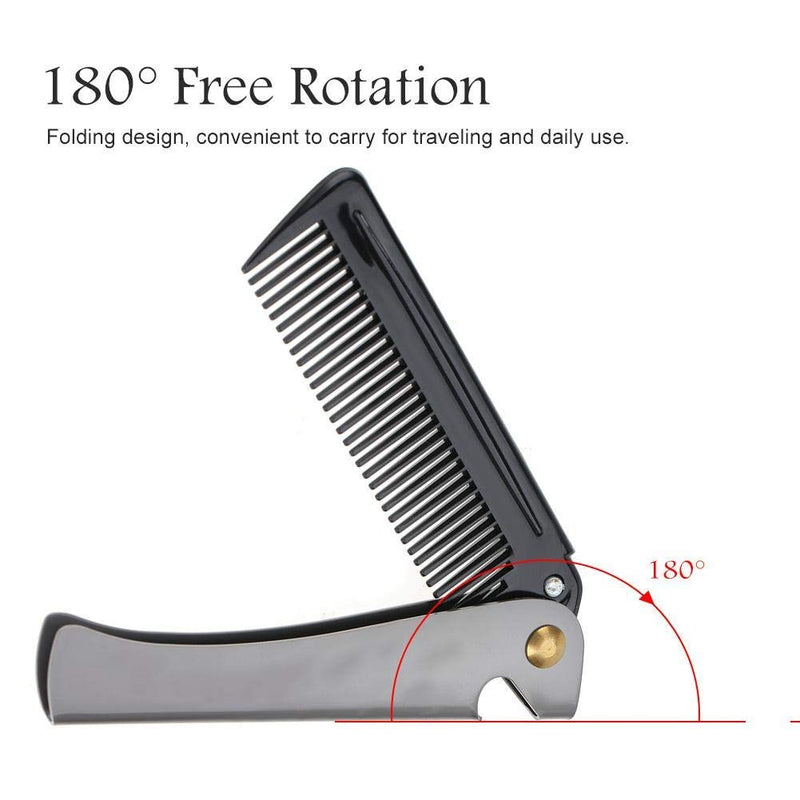 [Australia] - Folding beard comb, foldable comb for men, stainless steel beard comb, foldable round comb made of stainless steel, teeth comb, folding bag, mustache shaping comb for the hairdressing salon in the household (2#) 