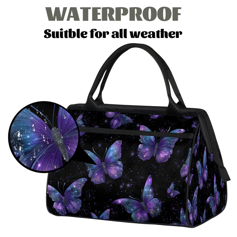 Travel Duffel Bag for Girls Women, Beautiful Butterfly Ladies Weekend Overnight Bag Gym Sports Bags Flight Approved Lightweight Carry On Tote Bags for Traveling Yoga Camping Hospital,A-02 B-02