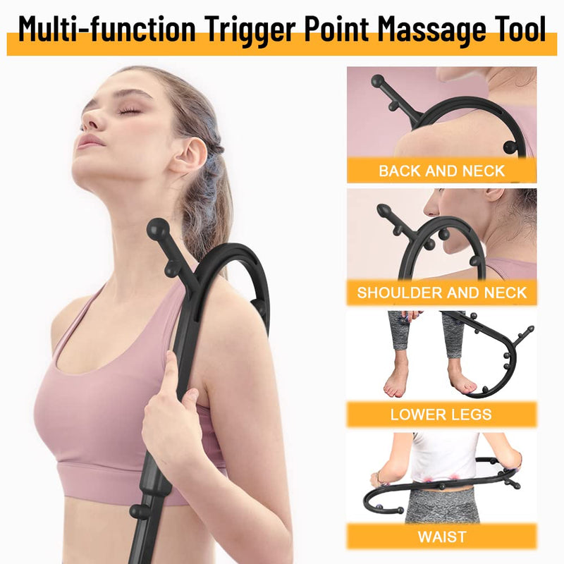 [Australia] - GOHIKING Trigger Point Massager for Neck and Back, Handheld Manual Self Massage Tool, Lower Back and Shoulder Massager, Myofascial Release - Deep Muscle Massage A1 Black 