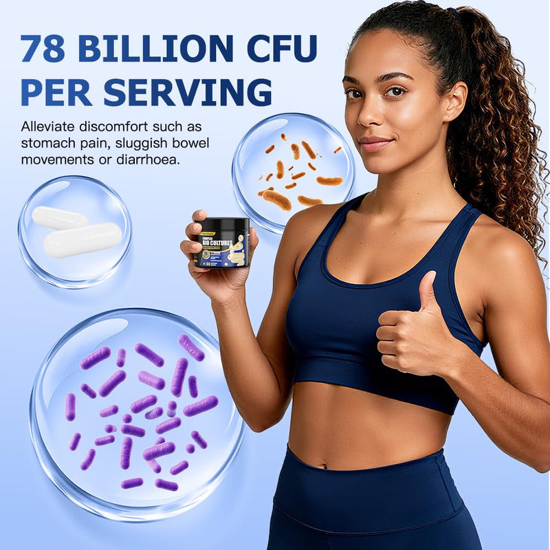 Probiotic & Prebiotic Complex for Women & Men: 78 Billion CFU, 20 Live Microbes (Lactobacillus Acidophilus & Casei Added) – Powerful Bio-Cultures Capsules (60 Capsules) 60 count (Pack of 1)