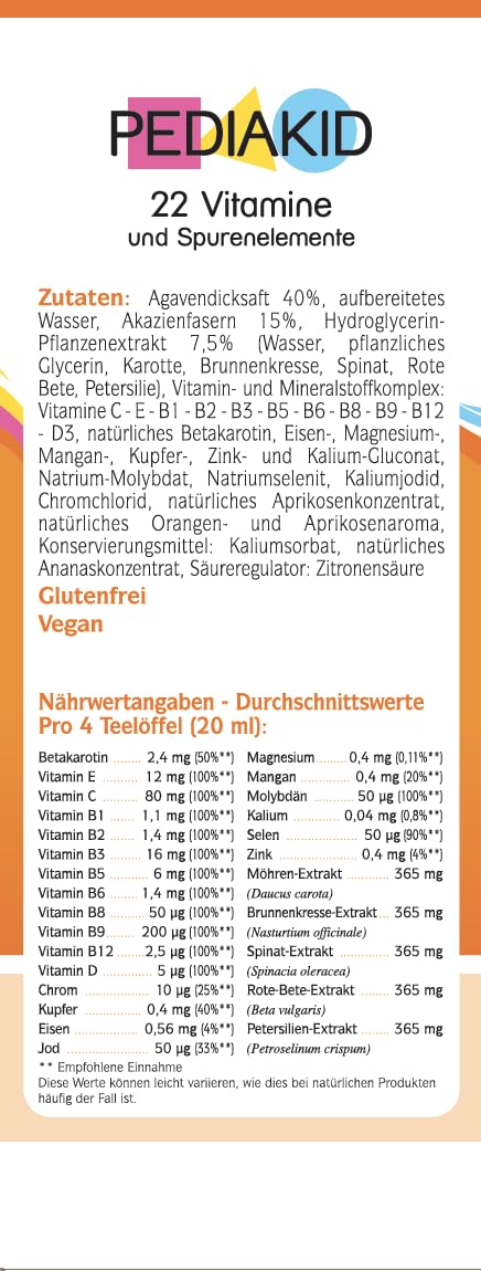 Pediakid 22 Vitamins and Trace Elements 125 ml of Ineldea
