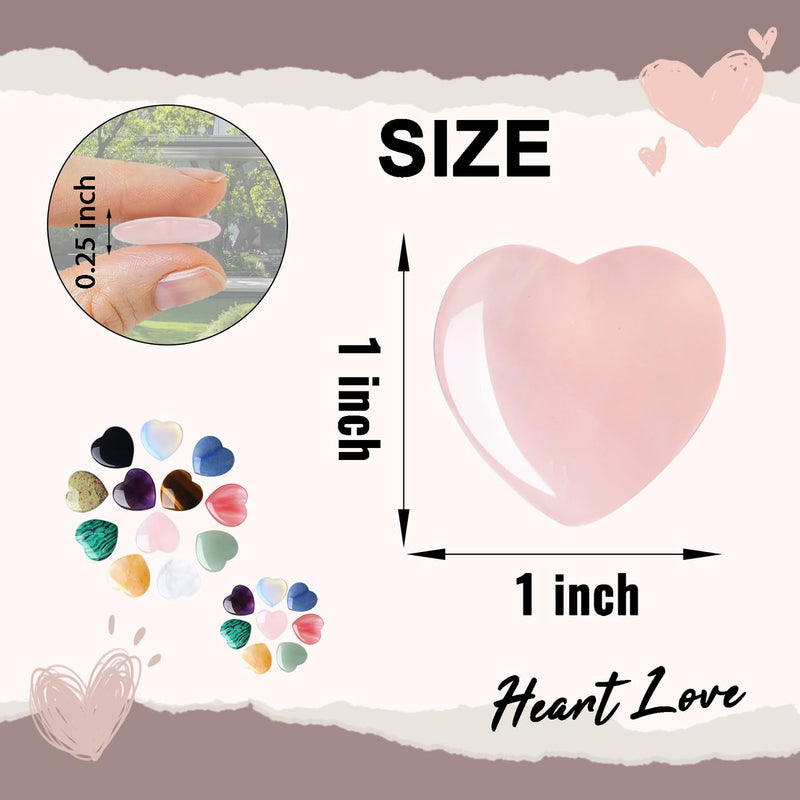 DUQGUHO 1 Inch Hearts Crystals and Healing Stones, Stocking Stuffers Teen | Reiki Gems Healing Crystals Set, Polished Gemstones Spiritual Gifts for Women 24 PCS 24 Colors