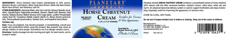 Planetary Herbals Horse Chestnut Cream Tonifier - 4oz 4 Ounce (Pack of 1) - PawsPlanet Australia