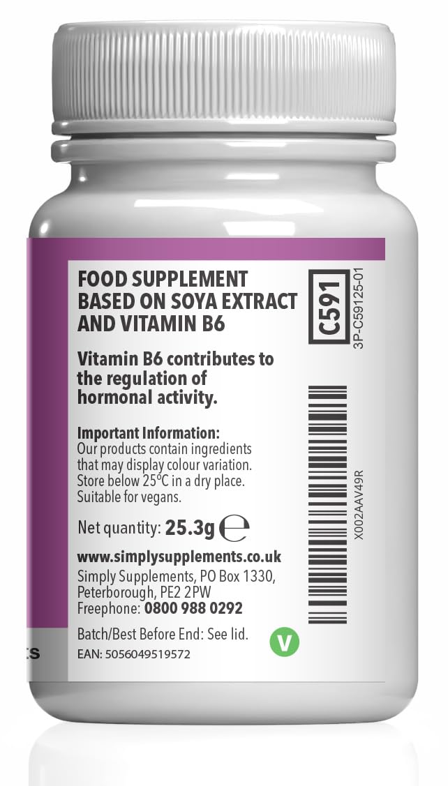 SOYA 10,000mg | Supports Hormonal Balance with Vitamin B6 | Potent Daily Formula | Vegan and Vegetarian Friendly | 120 Tablets = 2 Months' Supply | Manufactured in The UK Unflavoured 1 count (Pack of 120)