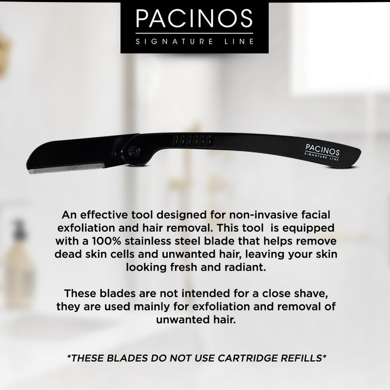 [Australia] - Pacinos Derma Blades for Men - Precision Straight Razor Beard Care Exfoliation Tool with 100% Stainless Steel Blades 3 Pack 