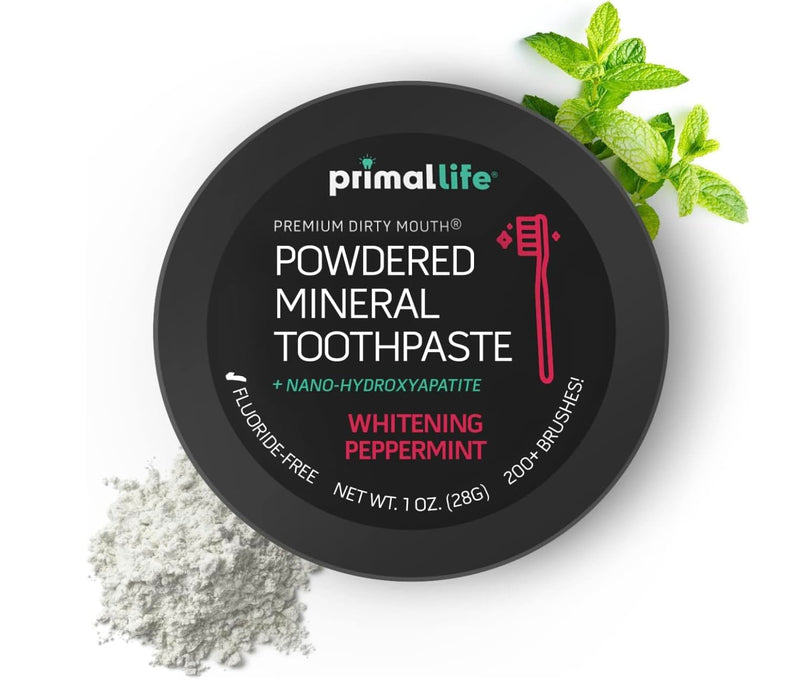 [Australia] - 2 Pack of Primal: Lifee Organics! - Dirty Mouth Toothpowder, Activated Charcoal Tooth Cleaning Powder with Kaolin & Bentonite Clay, Organic, Whitening Peppermint, 1oz 2 Pack +LuxProdX Sticker 