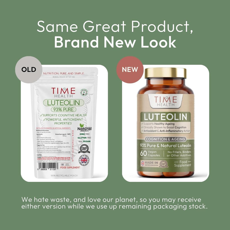Luteolin - Standardised to 93% Purity - Supports Cognitive Health & Longevity - GMP Standards - UK Made - Vegan - 60 x 100mg Capsules 60 count (Pack of 1)