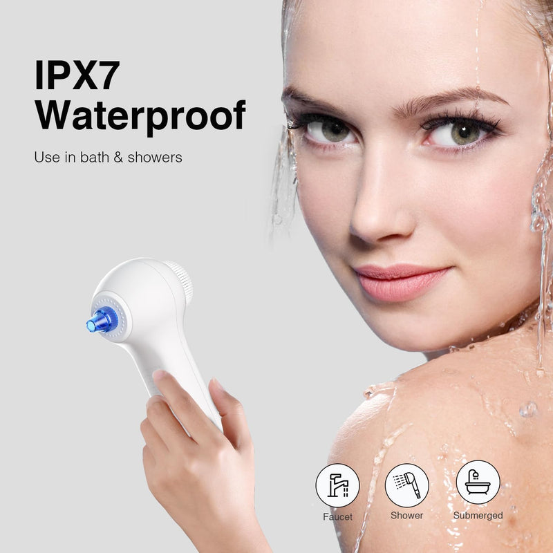 [Australia] - Face Scrubber Exfoliator with LCD Screen,Rechargeable Facial Cleansing Brush IPX7 Waterproof 3 in 1 Blackhead Remover Vacuum for Exfoliating,Massaging and Deep Pore Cleansing White 