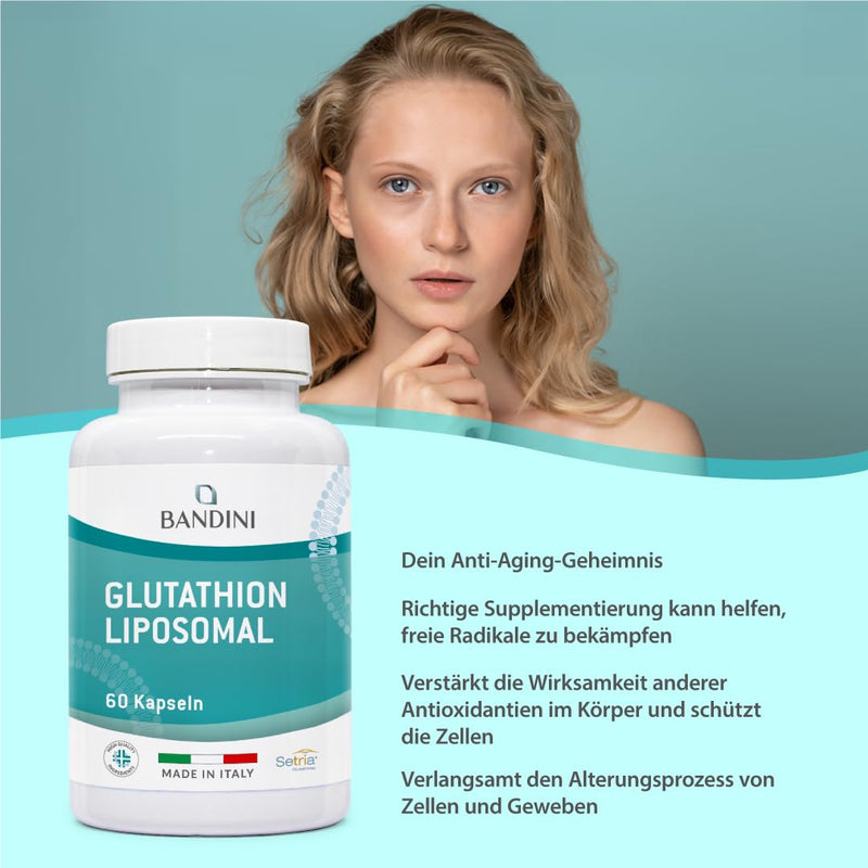 [Australia] - Bandini® Liposomal Glutathione 250mg per capsule | L-Glutathione Setria® Tripeptide: glutamic acid, cysteine, glycine | Antioxidant, immune system, liver | High dosage, laboratory tested, vegan | 60 capsules 