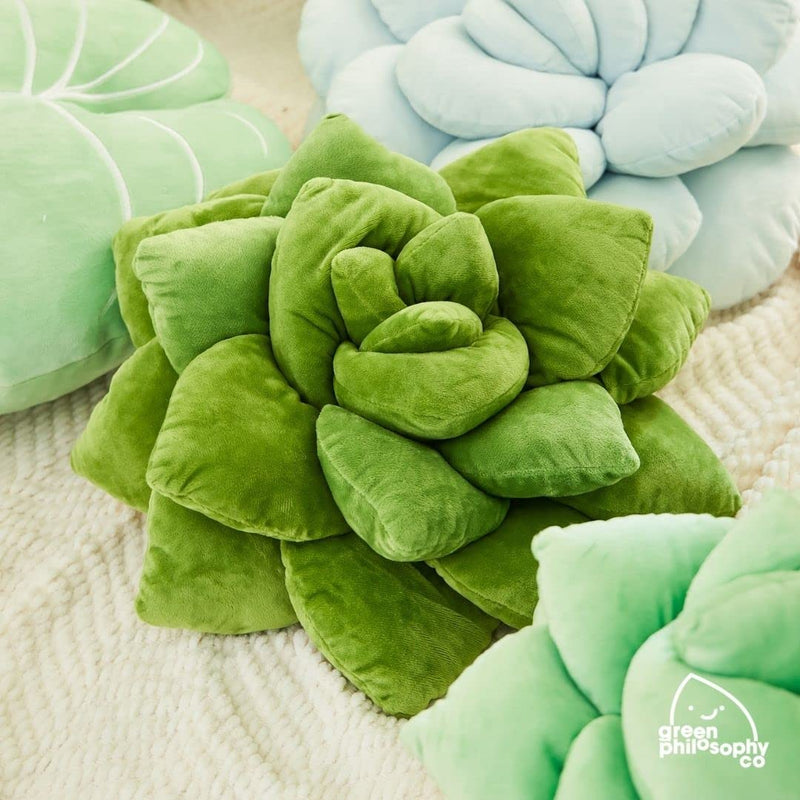[Australia] - Green Philosophy Co. Plush Leaf Pillow - 3D Accent Succulent Leaf Throw Pillow for Couch Sofa Living Room Home Decor for Plant Lovers, Garden Lovers, Green Thumb Family & Friends Lil Pop (16 Inches) Olive Green 