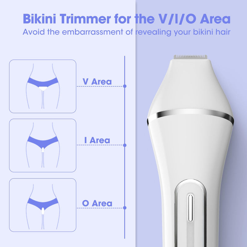 [Australia] - Epilator for Women, 7 in 1 Epilator Hair Removal for Women, Shaver, Bikini, Face Razor, Facial Brush, Face Massage and Body Exfoliator, Waterproof Painless Lady Shaver (White 227) 