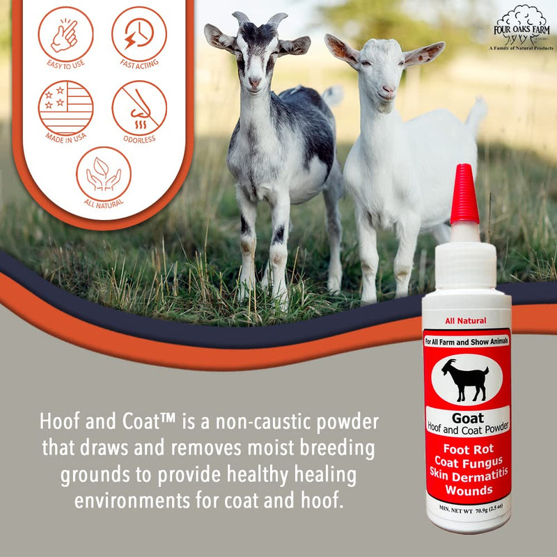 Goat Hoof & Coat Powder - Wound Care, Heals/Prevents Foot Rot, Skin Problems - All Natural, Non-Caustic, Easy to Use (2.5 oz) 2.5OZ