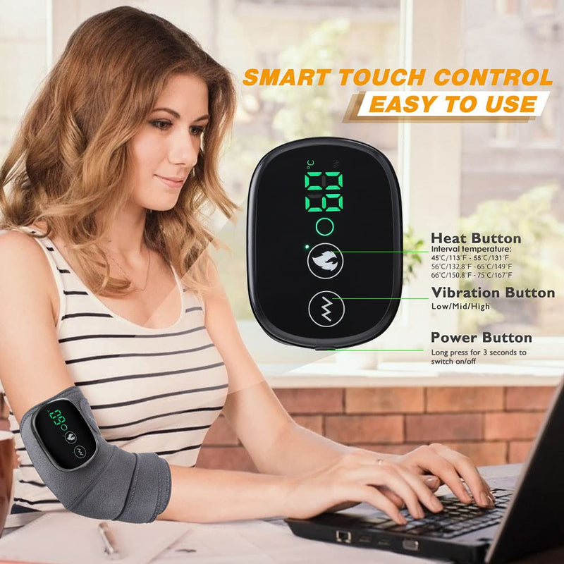 Cordless Knee Massager with Heat Vibration, Knee Heating Pad, Electric Heated Knee Brace Shoulder Heating Pads Elbow Wrap with 3 Heat Levels and Massage Modes Pack of 1