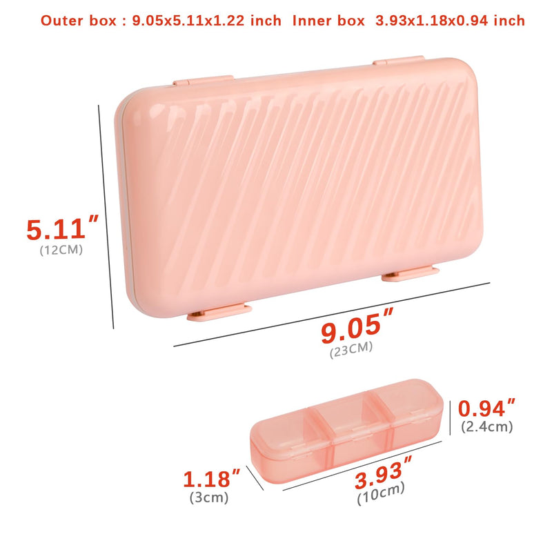 Pill Organizer 3 Times a Day Pink, Weekly Pill Case with Labels, Pill Box Medicine Organizer to Hold Vitamins and Medication | IPX7 Waterproof |21 Independent Sealing Rings