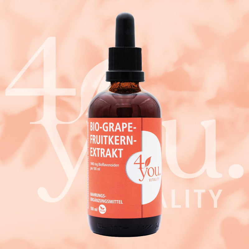 [Australia] - 4you. VITALITY organic grapefruit seed extract 100 ml - extra high dose: 1440 mg bioflavonoids per 100 ml - organic grapefruit extract from seeds and peels - vegan - produced in Germany 