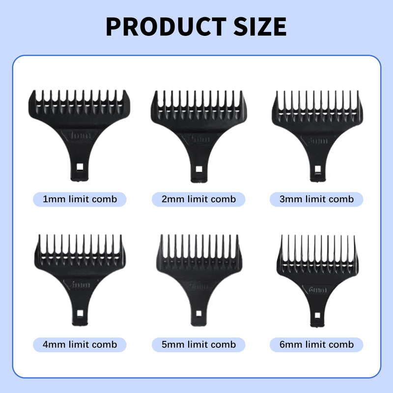 [Australia] - VARKAGE Set of 6 Hair Clipper Attachments, Trimmer Attachments, Comb Attachments Set for Clipper Hairdresser Salon Tool (Black (1-6 mm)) 