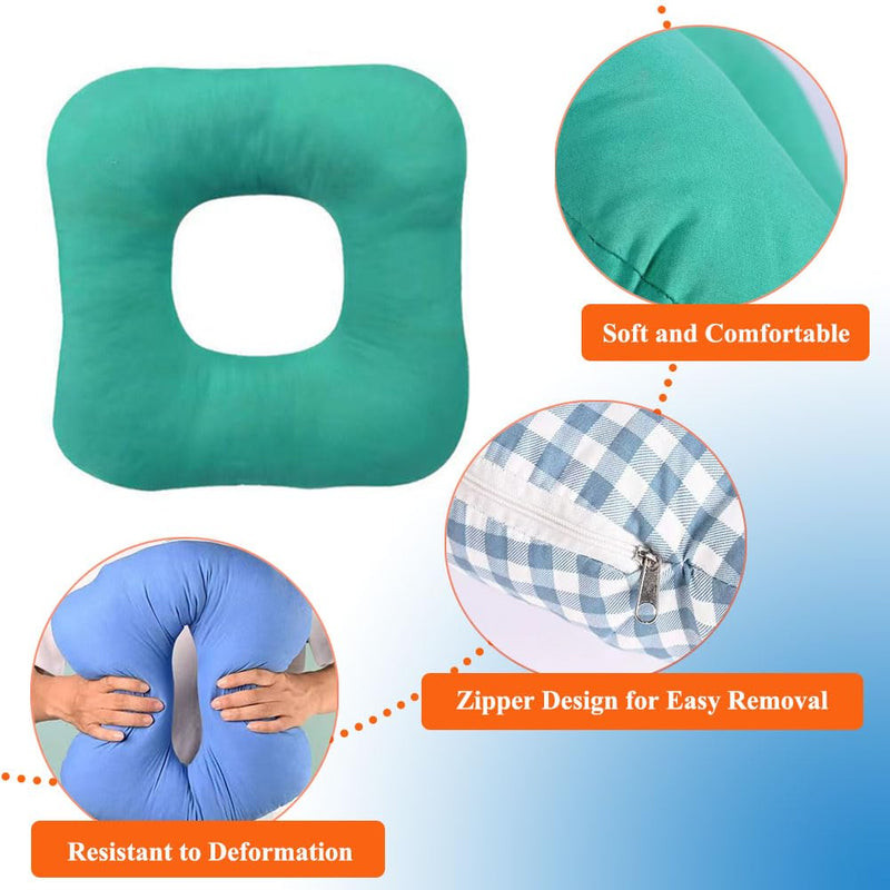 [Australia] - WEEOATAR Anti-Bedsore Cushion Pressure Ulcer Cushion Donut Pillow,Soft,Breathable and Pressure Relief Sciatica Pillow Anti-Decubitus Pad for Seniors,Pregnant and Post-Surgery(Green&White,L) Green&white Large 