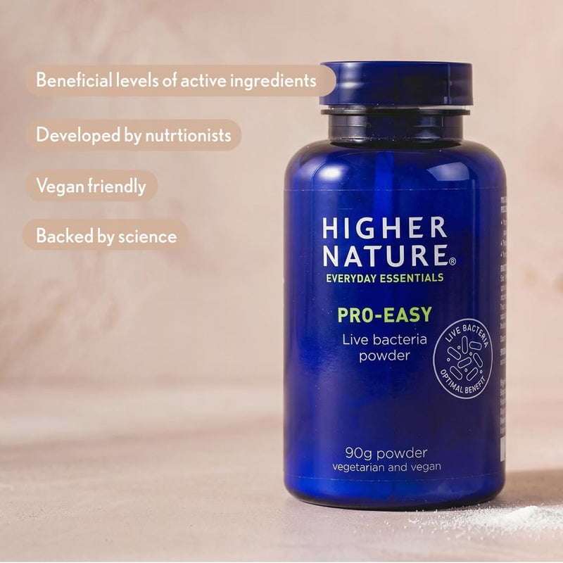 Higher Nature - Pro-Easy - Multi-Strain Live Bacteria Powder - Probiotics for Gut Health - Suitable for The Whole Family - 90g Powder