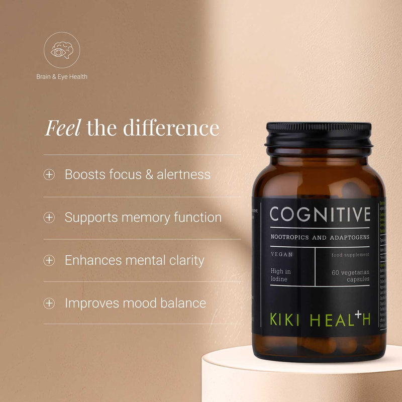 KIKI Health - Cognitive, Blend of Nootropics and Adaptogens - for Memory, Focus, and Stress Management - Supports Brain and Mental Function - High in Iodine - 60 Vegicaps