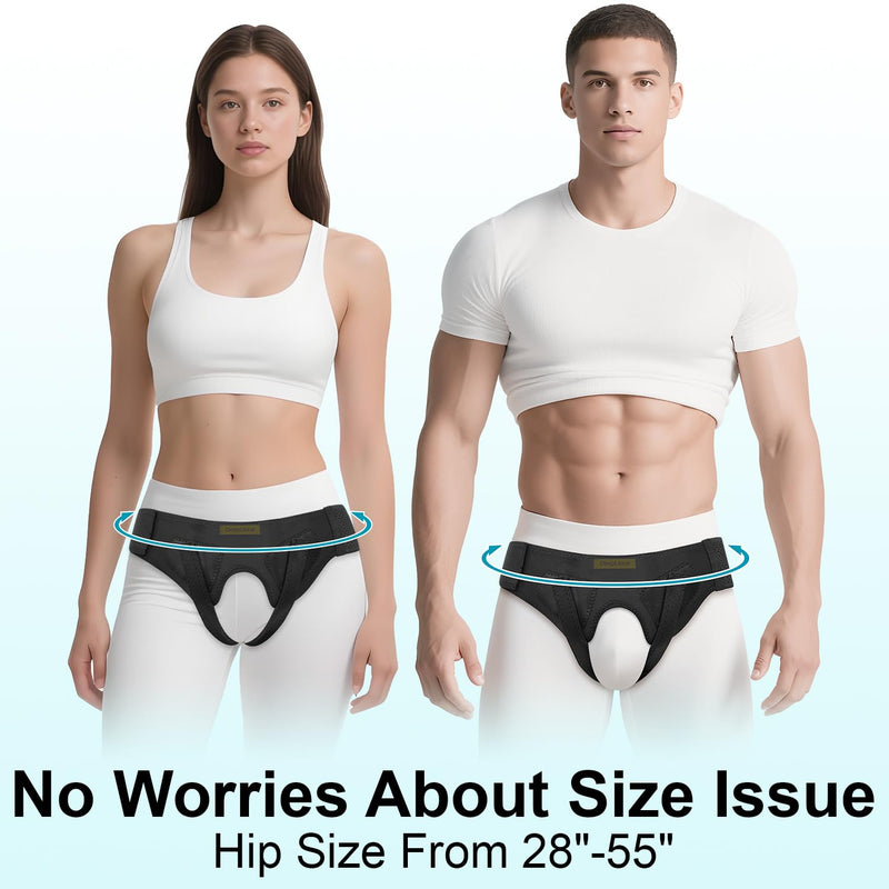 [Australia] - Universal Hernia Belt Truss for Men Women - Double/Bilateral Inguinal/Sports Hernia Support | Custom Fit, Comfortable Braces w/ Adjustable Left Right Groin Straps&Pads for Pain Relief/Pre&Post-Surgery 