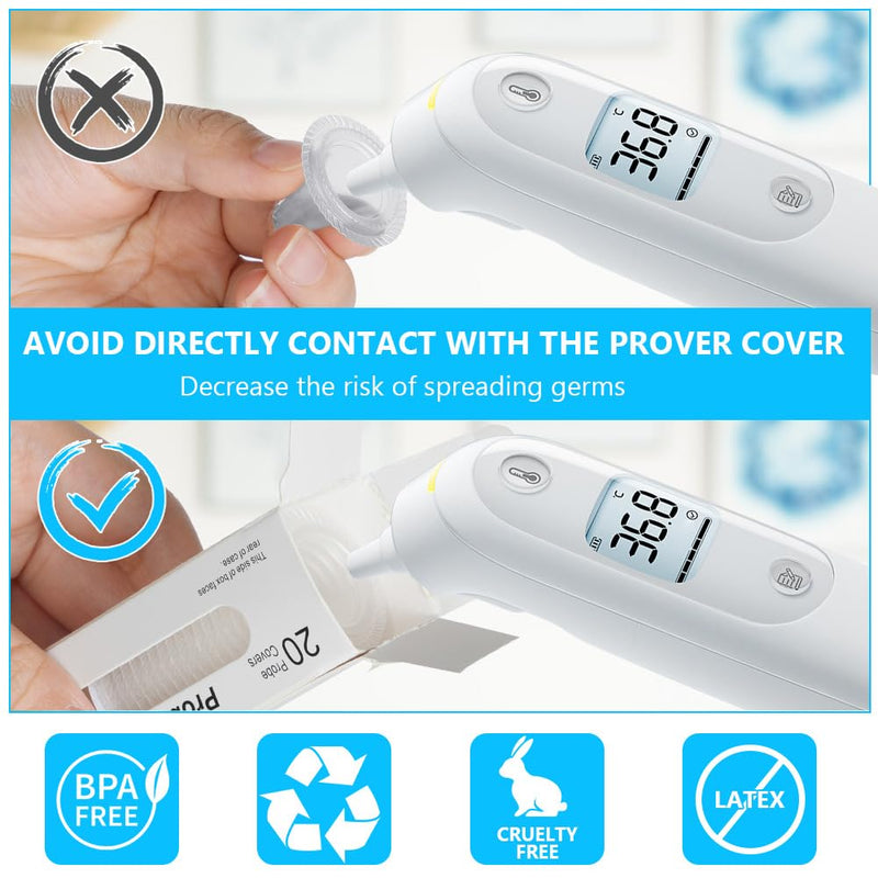 [Australia] - ACWOO Set of 100 for Braun clinical thermometer protective caps, clinical thermometer ear protective cover, replacement protective caps, for all Braun Thermoscan ear thermometers and other types of digital thermometers 100 pieces 