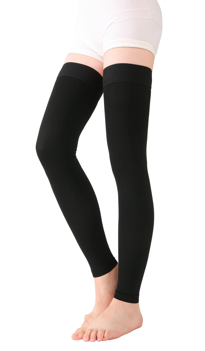[Australia] - TOFLY¬Æ Medical Thigh High Compression Stockings Footless for Women & Men, Opaque Support Hose, 20-30mmHg Graduated Compression Socks with Silicone Band for Varicose Veins, Edema, DVT, 1 Pair Black 2XL XX-Large 20-30mmhg Footless Black 