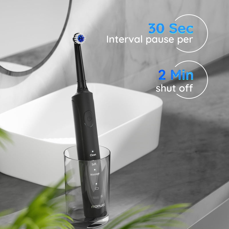 mornwell Electric Toothbrush USB Fast Charging 3 Modes Rotary Toothbrushes Rechargeable Spin Toothbrushes with 4 Round Brush Heads for Adults & Kids (Over 8 Years Old) Rotating Toothbrush