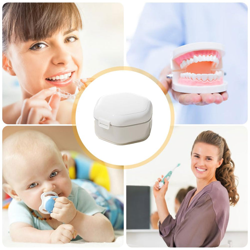 [Australia] - Irtyif Braces box, denture box, denture box, denture box, retainer container storage box, portable tooth splint box with sieve, denture container for false teeth, denture cleaner box 