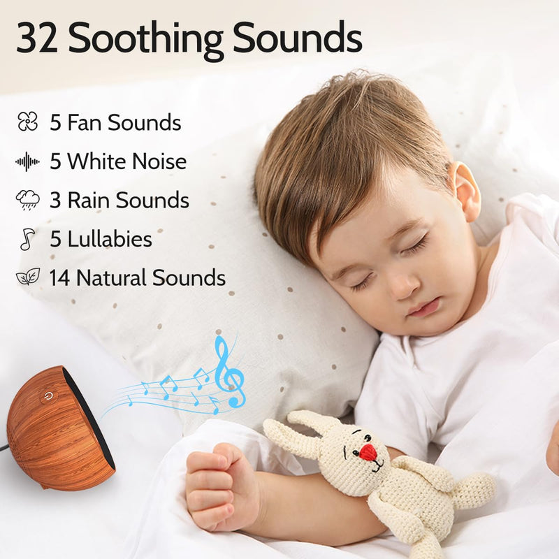 [Australia] - Sleep Sound Machine White Noise Machine with 32 Calming Sounds Loud Speaker 36 Volume Levels Pink Brown Noise Machine for Baby Kid Adult with 4 Timer Noise Canceling Machine for Office Privacy Wood Grain 