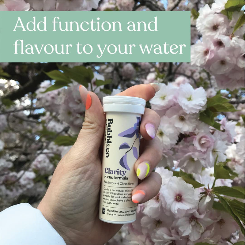 Bubbl & Co Clarity Focus Formula | Clear Focus Without the Crash | Plant extracts, L-theanine, VIT B6, Taurine, L-tyrosine, Natural Caffeine (10 Drinks)
