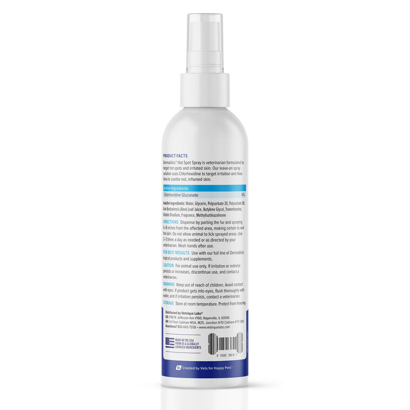 Vetnique Dermabliss Hot Spot Treatment for Dogs - Antiseptic Medicated Chlorhexidine Spray - Vet Recommended for Skin Infections, Hot Spots & Irritation (Hot Spot Spray, 8oz) - PawsPlanet Australia
