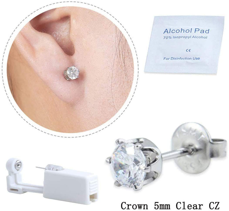 [Australia] - 2 Pack Self Ear Piercing Gun Earring Disposable Piercing Kit No Pain Easy Use Ear Piercing Gun Kit Tool with Stud (White) 