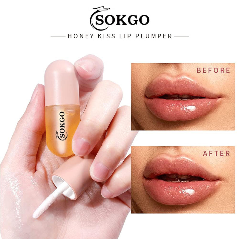 Lip Plumper, Lip Plumping Lip Gloss, Lip Care Serum, Lip Enhancer, Reduce Fine Lines, Increased Elasticity, Lip Enhancer for Fuller (Ginger*Lip Plumper)