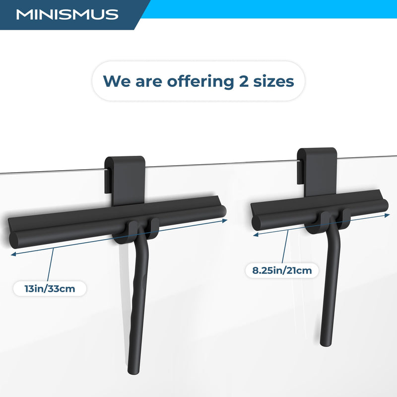 [Australia] - Minismus Shower Squeegee with Hook - Silicone Window Wiper - Shower Squeegee for Glass Doors - Glass Squeegee Bathroom Shower - Window Squeege (8.25 Inches, Black) 8.25 Inches Black Hook 