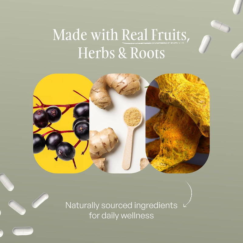 SUBSTANCE. Nature’s Vitality Daily D3 Boost Supplement - Vitamin D3, Zinc, Elderberry, Turmeric & Ginger - Immune Support & Bone Health - 90 Capsules Vitamin D